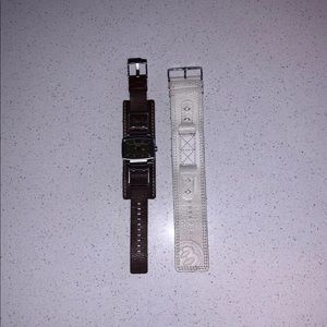 Fossil leather mens watch (with 2 straps)